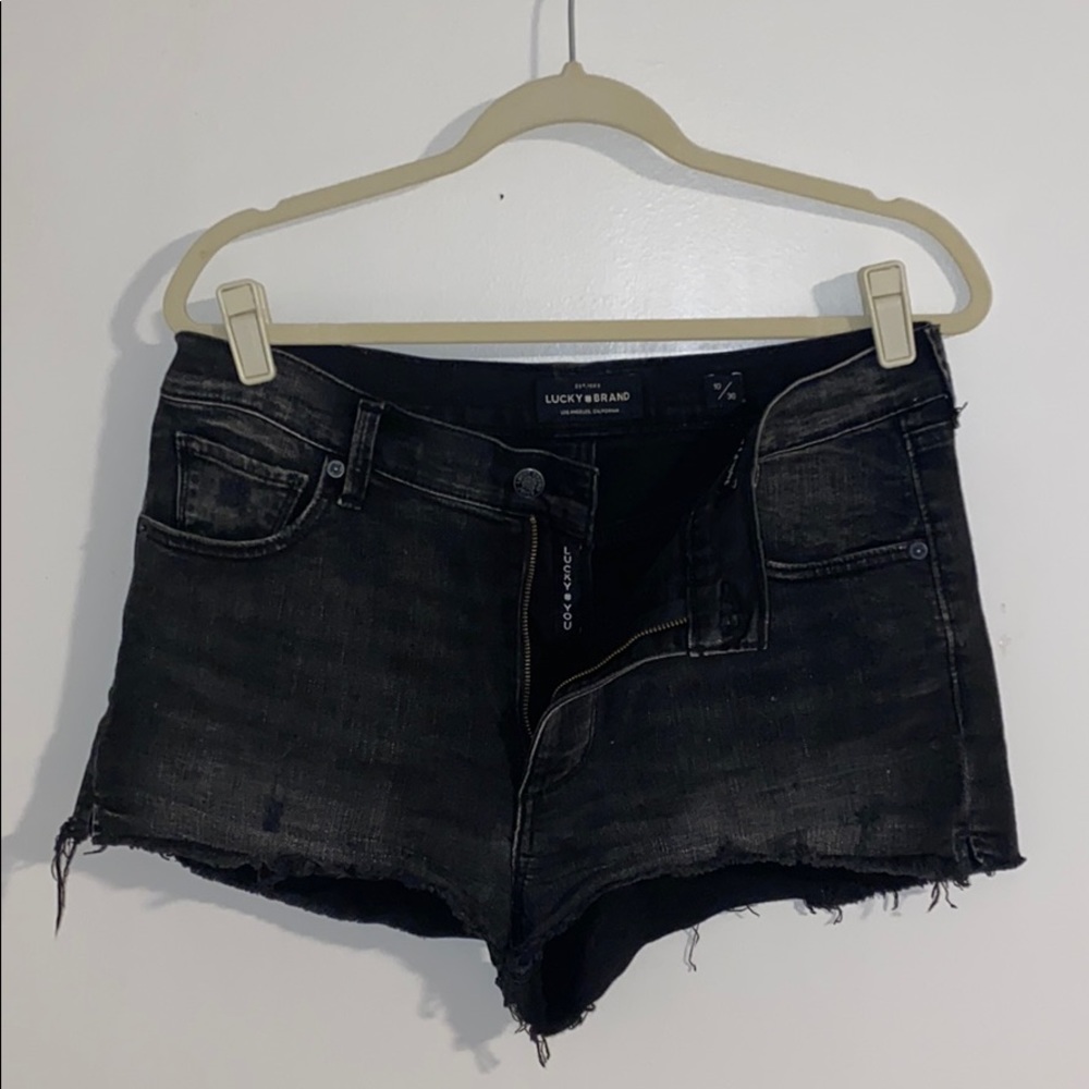 Lucky Brand distressed black denim shorts